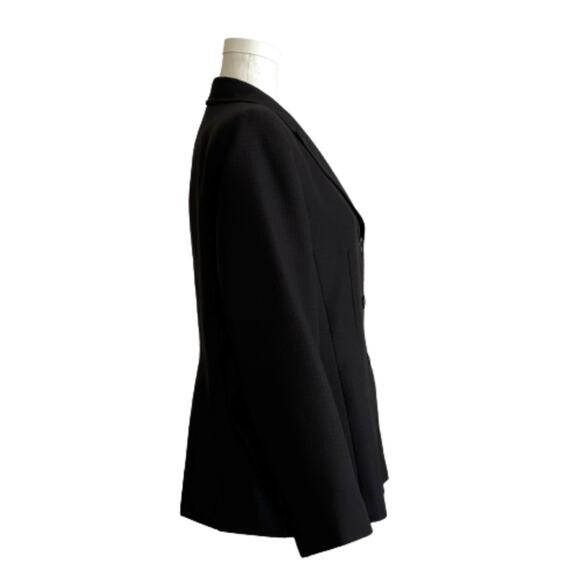 Suit Studio Blazer Black Textured Herringbone Button Front Jacket Size 12P - Picture 6 of 11